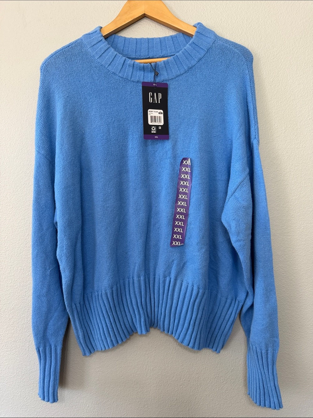 GAP Preppy Winter Women's Crewneck Sweater - Light Blue XXL